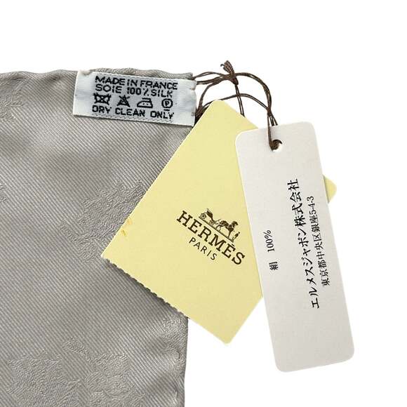 HERMES Authentic Gray Silk Scarf - Picture 4 of 6